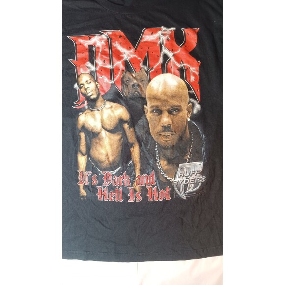 Vtg DMX ITS DARK AND HELL IS HOT Rap Tee Sz XL BLACK Rare - Picture 2 of 3